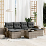 vidaXL 6-delige Loungeset met kussens poly rattan zwart