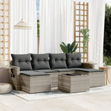 vidaXL 6-delige Loungeset met kussens poly rattan zwart