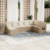 vidaXL 8-delige Loungeset met kussens poly rattan zwart