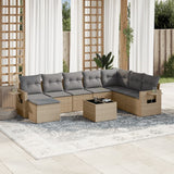 vidaXL 8-delige Loungeset met kussens poly rattan zwart