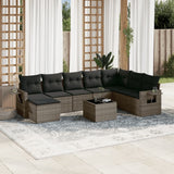 vidaXL 8-delige Loungeset met kussens poly rattan zwart