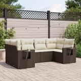 vidaXL 6-delige Loungeset met kussens poly rattan zwart