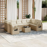 vidaXL 9-delige Loungeset met kussens poly rattan zwart