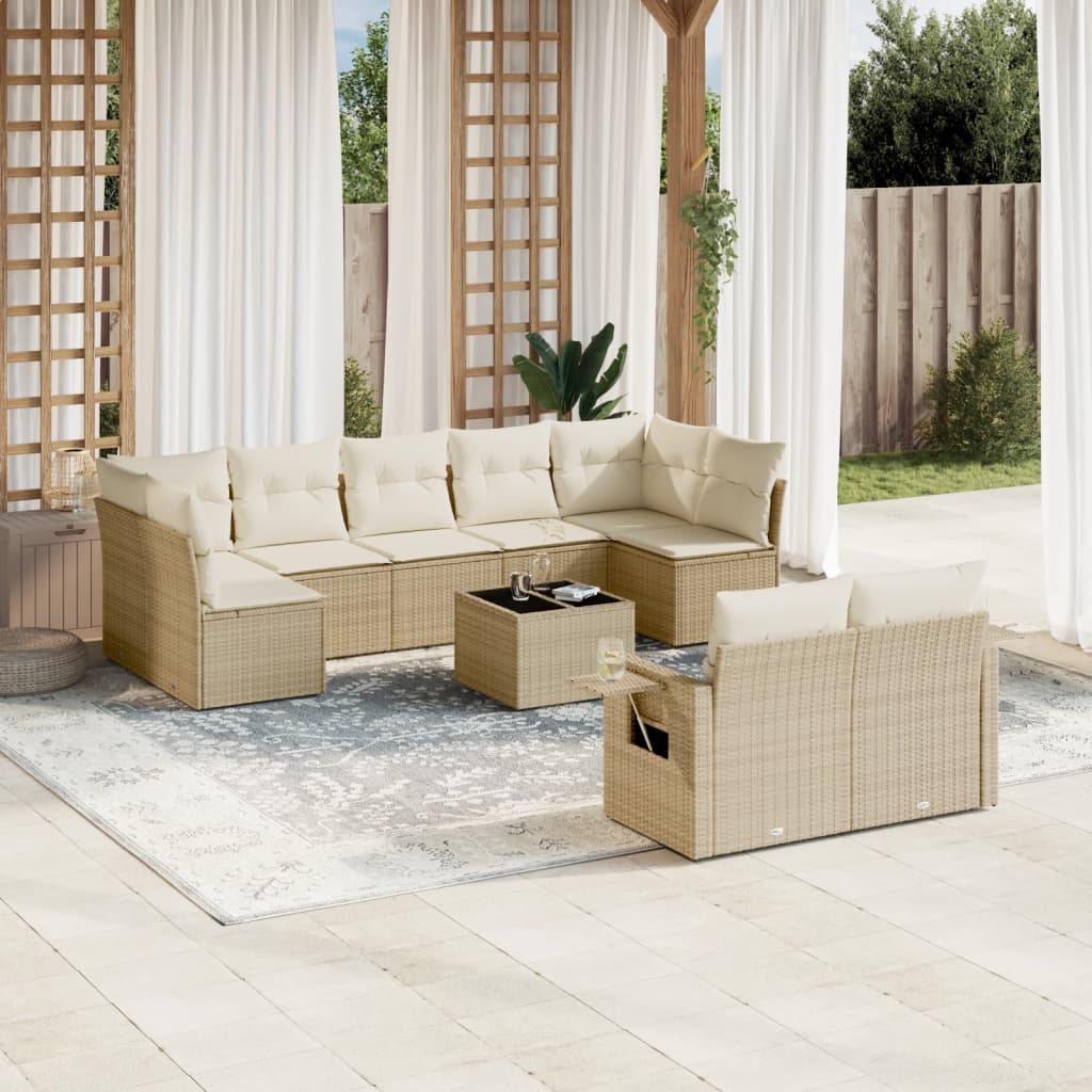vidaXL 9-delige Loungeset met kussens poly rattan zwart