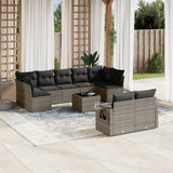 vidaXL 9-delige Loungeset met kussens poly rattan zwart