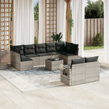 vidaXL 9-delige Loungeset met kussens poly rattan zwart