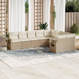 vidaXL 9-delige Loungeset met kussens poly rattan zwart