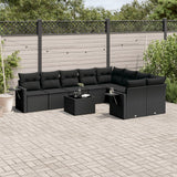 vidaXL 9-delige Loungeset met kussens poly rattan zwart