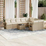 vidaXL 9-delige Loungeset met kussens poly rattan zwart