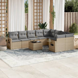 vidaXL 9-delige Loungeset met kussens poly rattan zwart