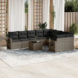 vidaXL 9-delige Loungeset met kussens poly rattan zwart