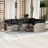 vidaXL 9-delige Loungeset met kussens poly rattan zwart