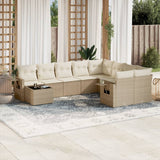 vidaXL 10-delige Loungeset met kussens poly rattan zwart