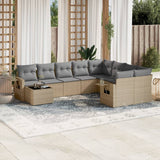 vidaXL 10-delige Loungeset met kussens poly rattan zwart