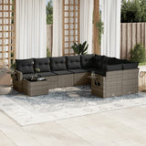 vidaXL 10-delige Loungeset met kussens poly rattan zwart