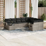 vidaXL 10-delige Loungeset met kussens poly rattan zwart