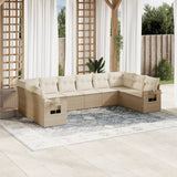 vidaXL 10-delige Loungeset met kussens poly rattan zwart
