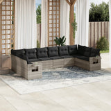vidaXL 10-delige Loungeset met kussens poly rattan zwart