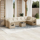 vidaXL 10-delige Loungeset met kussens poly rattan zwart