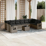 vidaXL 10-delige Loungeset met kussens poly rattan zwart