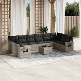 vidaXL 10-delige Loungeset met kussens poly rattan zwart
