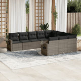 vidaXL 10-delige Loungeset met kussens poly rattan zwart