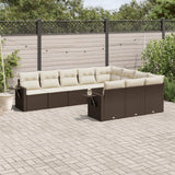 vidaXL 10-delige Loungeset met kussens poly rattan zwart