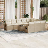 vidaXL 10-delige Loungeset met kussens poly rattan zwart