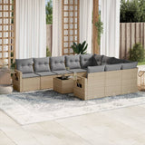 vidaXL 10-delige Loungeset met kussens poly rattan zwart