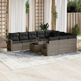 vidaXL 10-delige Loungeset met kussens poly rattan zwart