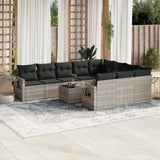 vidaXL 10-delige Loungeset met kussens poly rattan zwart