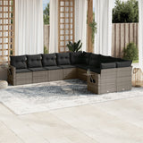 vidaXL 10-delige Loungeset met kussens poly rattan zwart