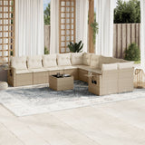 vidaXL 10-delige Loungeset met kussens poly rattan zwart