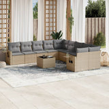 vidaXL 10-delige Loungeset met kussens poly rattan zwart