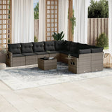 vidaXL 10-delige Loungeset met kussens poly rattan zwart