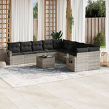 vidaXL 10-delige Loungeset met kussens poly rattan zwart
