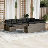 vidaXL 11-delige Loungeset met kussens poly rattan zwart