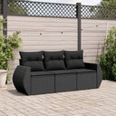 vidaXL 3-Piece Lounge Set with Cushions Poly Rattan Black