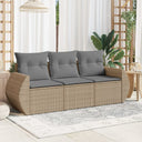 vidaXL 3-Piece Lounge Set with Cushions Poly Rattan Black