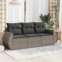 vidaXL 3-Piece Lounge Set with Cushions Poly Rattan Black