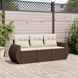 vidaXL 3-delige Loungeset met kussens poly rattan zwart