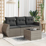 vidaXL 3-delige Loungeset met kussens poly rattan zwart