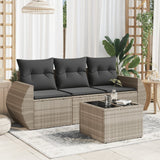 vidaXL 3-delige Loungeset met kussens poly rattan zwart