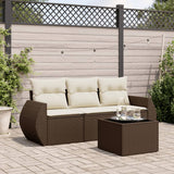 vidaXL 3-delige Loungeset met kussens poly rattan zwart