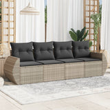 vidaXL 4-delige Loungeset met kussens poly rattan zwart