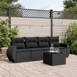 vidaXL 4-delige Loungeset met kussens poly rattan zwart