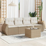 vidaXL 4-delige Loungeset met kussens poly rattan zwart