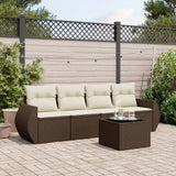 vidaXL 4-delige Loungeset met kussens poly rattan zwart