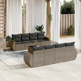 vidaXL 9-delige Loungeset met kussens poly rattan zwart