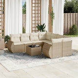 vidaXL 9-delige Loungeset met kussens poly rattan zwart